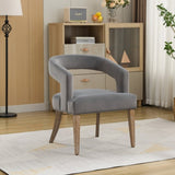 25.79" Wide Modern Barrel Open Back Accent Chair with Wooden Legs for Dining Room, Club, Kitchen and W3118P254209