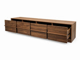 Modern Walnut TV Stand, Large Media Entertainment Center with 4 Storage Drawers, Minimalist TV W331P533617