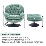 Swivel Leisure chair lounge chair velvet TEAL color with ottoman W1805142163