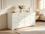 () Double-Column 6-Drawer Chest Particleboard and Paulownia Drawer Dresser with 62068753