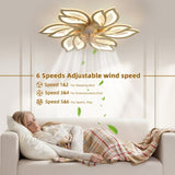 ZNTS 26Inches Ceiling Fan with Lights Remote Control Dimmable LED, 6 Gear Wind Speed Fan Light W2009P174714