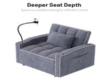 Corduroy Pull-Out Sleeper Chair With Pillow, Brushed Stainless Steel Cup Holder, Phone Stand & Usb 63924354