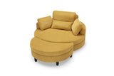 51-inch beige corduroy sofa with two throw pillows and a waist pillow with an extra tray for W1658P167939