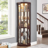 Corner Glass Cabinet Lighted Curio Cabinet Corner Display Case for Living Room, Curio Cabinet, W2275P194428