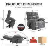 ZNTS Lift Recliner Chair Heat Massage Dual Motor Infinite Position Up to 350 LBS Large Electric Power W1803P244622