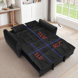 64.9 "3-in-1 foldable large size sofa bed, modern velvet double sofa, sofa bed with adjustable back, W2564P228262