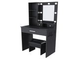Vanity Table with Mirror & Adjustable LED Lights, Power Outlet, Hairdryer Holder & Stool Compact 54057039