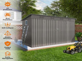 4 x 9 FT Outdoor Storage Shed, Metal Garden Shed Tool House with Sloping Roof,6 vents and 2 Swing W3213P317947