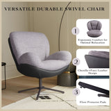 360&deg Swivel Office Chair, Modern Chenille Chair with Faux Leather and Black Metal Base Frame, No N817P205024G