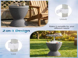 Gray Outdoor Imitation Rattan Ice Cooler Side Table 8Gal 2-Height Adjustable with Drain Plug 49158716