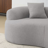 66.93 Inch Curved Loveseat Grey Full Compression Sponge Sofa, Teddy Velvet Fabric, No-Assembly W3612P332116