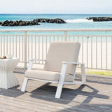 Patio Lounge Chair, Outdoor Club Chair with Beige Cushion and White Acacia Wood Frame N779P291591W