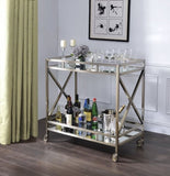 Kristensen Mirrored & Antique Gold Finish Serving Cart B2726P287299