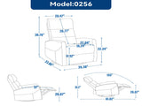 Manual Recliner Chair with Rocker and Swivel in Fabric for Living Room, Grey 73990766