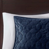 3 Piece Velvet Quilt Set Navy King/Cal King B03597472