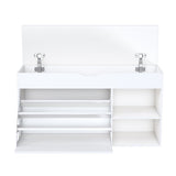 Entryway Bench with Storage,Adjustable 3-Tier Flip-Up Drawers & Hidden Cabinet,Space-Saving W2699P296514