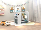 Kids Costume Organizer Costume RackKids ArmoireOpen Hanging Armoire Closet with Mirror-WHITE 47355127