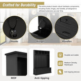 ON-TREND Elegant Wide Hall Tree with 5 Hooks, Versatile Entryway Lift Top Storage Bench with 2 N721P234409B