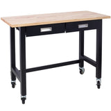 ZNTS 48in Work Bench, Workbench with Drawer Storage, Heavy Duty Bamboo Wood Work Table with Wheels for 11475772