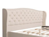 Fontana Wingback Upholstered Platform Bed Frame, King, Sky Neutral Beige Polyester B2719P238226