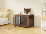 27.2" Dog Crate Furniture with Wheels for Small Dogs, Heavy Duty Dog Kennel Indoor with 2 Doors, 94926706