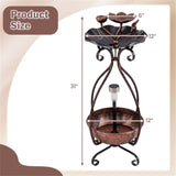 Copper Solar Bird Bath Feeder Combo with Flower Planter Pedestal and Solar Lights 92400841