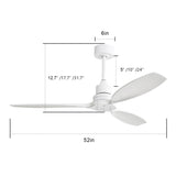 52 Inch Wood Blade Low Profile Ceiling Fan with 6 Speed Remote Control for Patio Living Room W934P147088