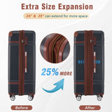 ZNTS Hardshell Luggage Sets 3 Pieces 20"+28" Luggages and Cosmetic Case Spinner Suitcase with TSA Lock PP312781AAB