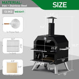 ZNTS Outdoor Pizza Oven Wood Fired 2-Layer Pizza Ovens Outside Pizza Maker with Stone, Removable Cooking 87975879