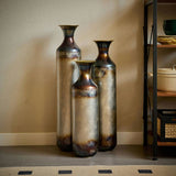 Floor metal vase modern style decoration droplet shaped white metal vase 3-piece set gorgeous W2796P290476