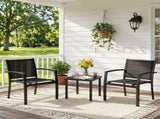 3-Piece Outdoor Bistro Set, Breathable Textilene Chairs & Glass Coffee Table for Patio 03208194
