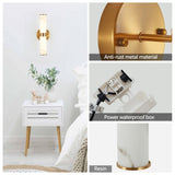 Golden Elegant Resin Wall Sconce,Set of 2,Modern Vertical Light Fixture for Bathrooms, Hallways, W1340P189553