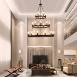 27 Light Metal Ring Chandelier Black W1340P241302