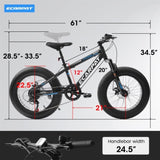 ZNTS A20316 20 Inch Fat Tire Bike Adult/Youth Full Shimano 7 Speed Mountain Bike, Dual Disc Brake, W1856P152434