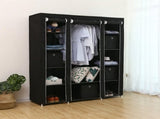69 Inch Black Portable Clothes Closet, Non-Woven Fabric Storage Wardrobe with 12 Shelves & Hanging 69924600