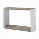 Oak and White High Gloss Sofa Table with Bottom Shelf B062P209138