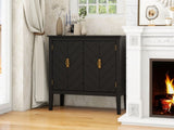 2 Door Wooden Cabinets, Black Wood Cabinet Vintage Style Sideboard for Living Room Dining Room W68852964