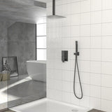 ZNTS Dual Shower Head - 10 Inch Ceiling Mount Square Shower System with Rough-in Valve,Matte black W124381745