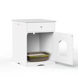 Wooden Pet House Cat Litter Box Enclosure with Drawer, Side Table, Indoor Pet Crate, Cat Home 05708744