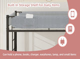 Iron Twin Bunk Bed with Removable Linen Storage Pockets, Convertible into Two Beds, Space-Saving W1935P534748