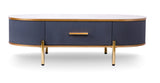 Modern Coffee Table White/Gray Sintered Stone Top & Gold With Drawer B091119902