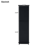 ZNTS 63" Tall Bathroom Storage Cabinet with Glass Doors, Free-Standing, Two Drawers, and Adjustable N729P171305B