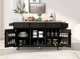Kitchen Cart with Rubber wood Drop-Leaf Countertop ,Cabinet door internal storage racks,Kitchen 10459641