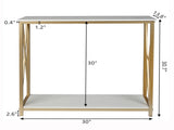 2-Tier Console Table, Gold Sofa Entry Table with White Top and Gold Metal Frame 58656376