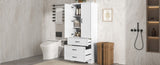 Tall Bathroom Storage Cabinet, Cabinet with Two Doors and Drawers, Adjustable Shelf, MDF Board, N725P206123K