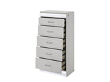 Glam Modern 5-Drawer Chest with Crystal Accents, LED Lighting and White Lacquer Finish G150108641