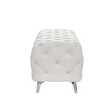 Button-Tufted Ottoman Bench, Upholstered Velvet Footrest Stool Accent Bench for Entryway Living Room W58839780