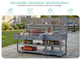 (With Assembly Video) 62.3'' Patio Kitchen Island Solid Wood Kitchen Cart with Stainless N717P417963E