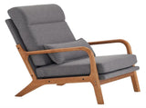 High Back Solid Wood Armrest Backrest Iron Frame Linen Indoor Leisure Chair Dark 26834411