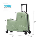 ZNTS 22 Inch Kid's Ride on Suitcase Children's Trolley Luggage with Spinner Wheels \Lock\Safty 79103016